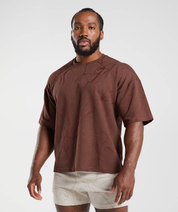 Panske Tricka Gymshark Power Sleeve Crew Ruzove Hnede | ZB8174653